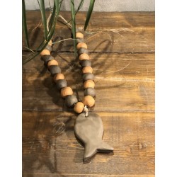 collier faïence brut poisson ( brun / terracotta )